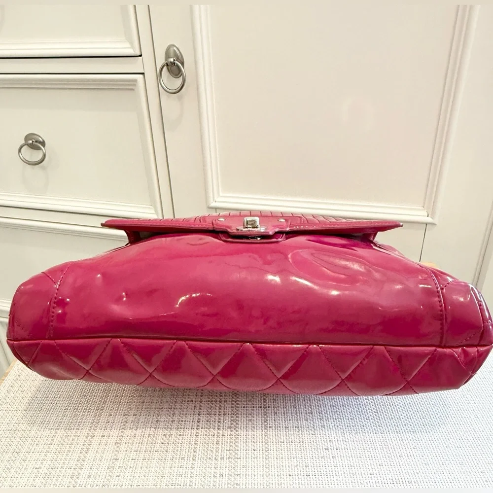 🩷 SOLD - Coach Poppy Liquid Gloss Patent Leather Hot Pink Convertible Bag - Picture 8 of 17